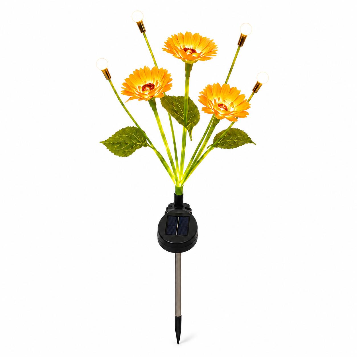 Solar Sunflower Look Decorative , 4-Head LED Solar-Powered Weather-Resistant Warm White Outdoor Landscape Stake  for Yard Patio Lawn Decor, Solar Decorative  motion angle wall butterfly flower Flickering Pumpkin Tea ip65 waterproof wide angle outdoor