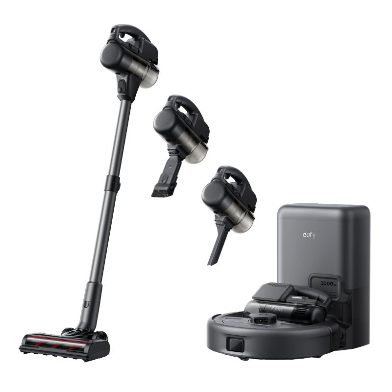 eufy Robot Vacuum 3-in-1 E20,Versatile Self Emptying, Max 30,000 pa, Five-Stage Filtration System, Flash Charging, Preci