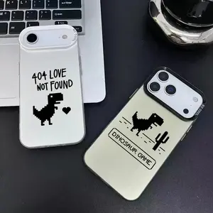 Custom No Internet T-Rex Dinosaur Silicone-TPU Candy Shell Phone Case - Shiny, Shockproof Protection for iPhone 17,16,15,14,13,12,11 Pro Max; Available in Black, Purple, Matte, Laser, Metallic, Aurora Funda Mobile Accessory