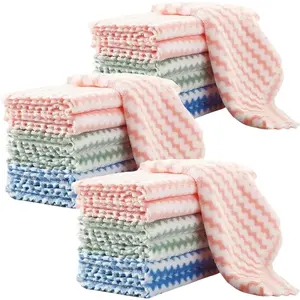 21 Pack Super Absorbent Dish Cloths Coral  Microfiber Kitchen Towels Lint-Free Nonstick Oil  Washable  Drying Rags 10"x10" Multipurpose Cleaning Dishcloths for Dishes Countertops