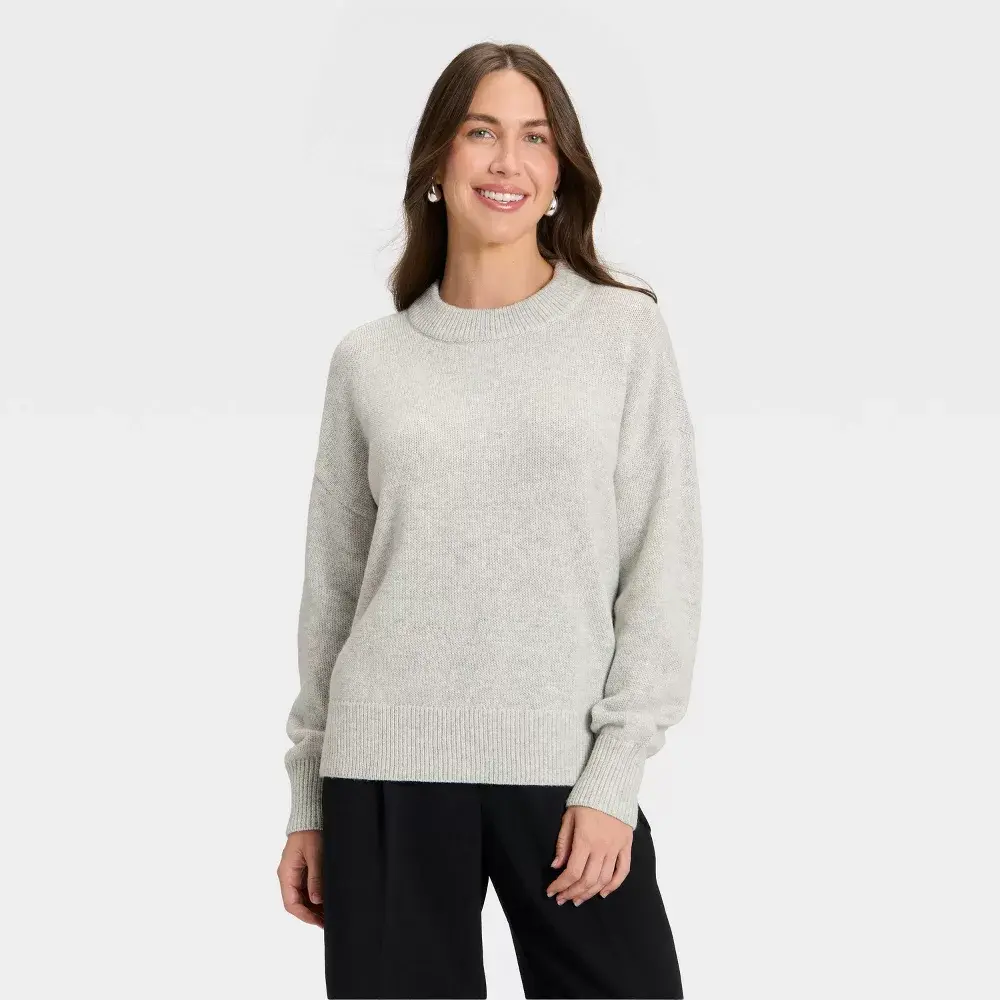 Women's Woolen Crew Pullover Sweater - A