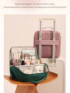 New Standing Makeup Bag Portable Travel Wash Bag Large Capacity Divided Storage Organizer Hanging on Luggage Handle Travel Cosmetic Bags