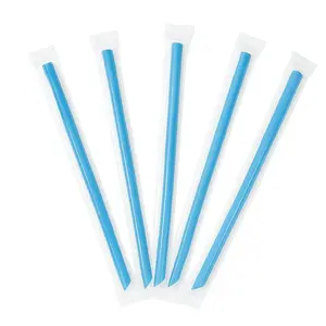Individually Wrapped Blue Plastic Straws (9" Length/8mm Diameter) - 2500 Pieces
