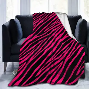 Pink & Black Zebra Printed Flannel Blanket Super Soft And Warm Geometric Pattern Machine Washable Ultra Soft For All Seasons