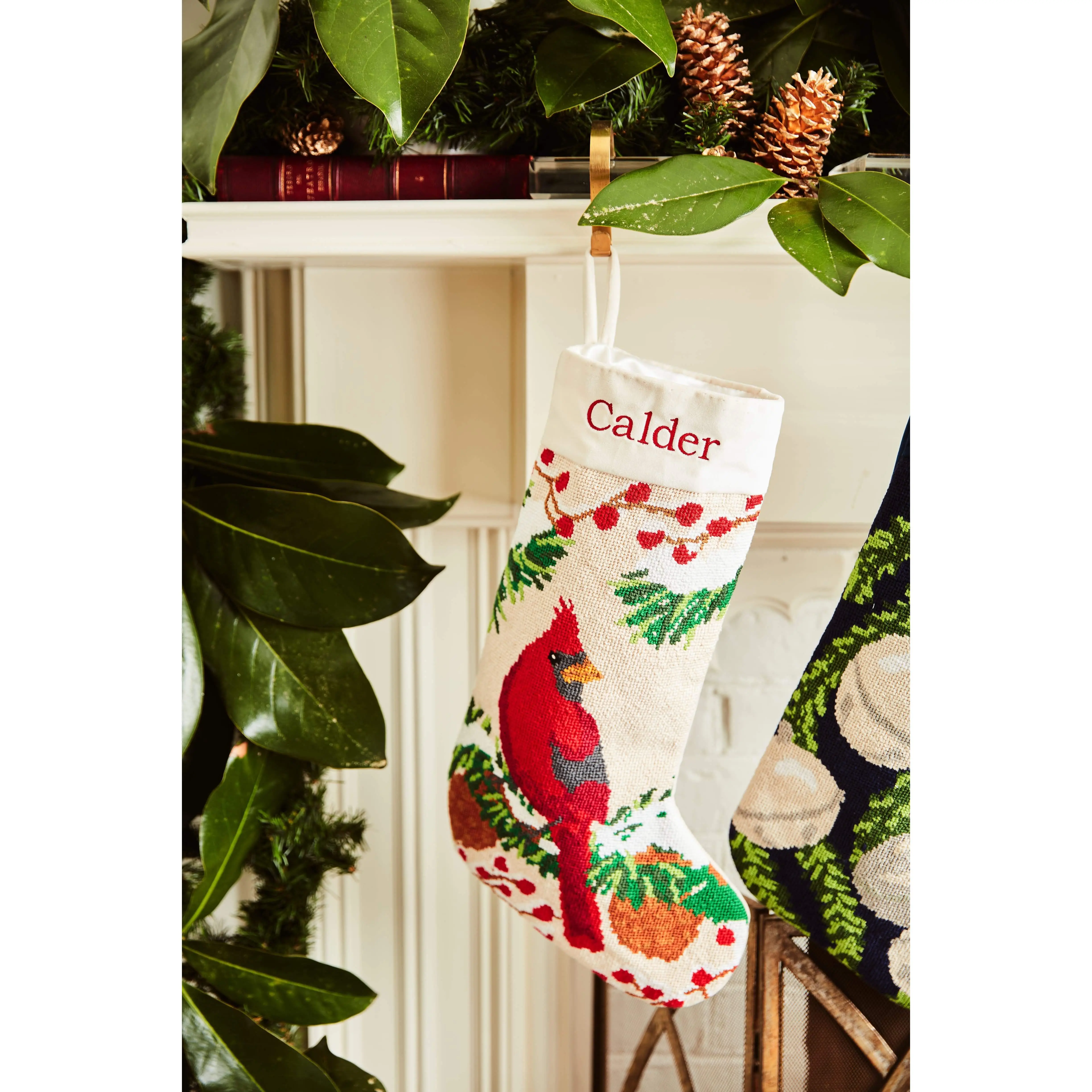 PREORDER FOR 2026: Christmas Cardinal Full Size Needlepoint Stocking