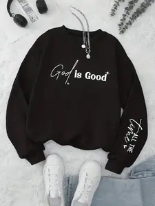 Men's Classic Letter Print Fleece Long Sleeve Sweatshirt, Casual Round Neck Top for Fall & Winter, Stylish and Versatile