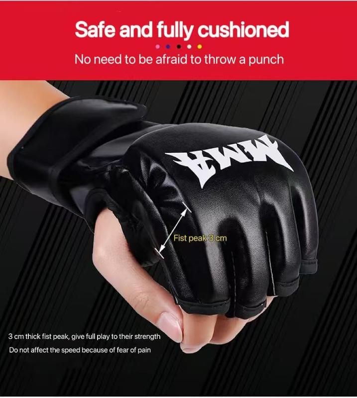 MMA Breathable Boxing Gloves - Professional Thickened MMA Muay Thai Kickboxing & Sanda Training Gloves with Hand Wraps | Premium Skintex Leather & Multi-Density Padding | Ideal Christmas Gifts for Men & Women