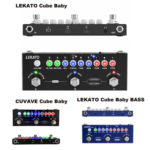 LEKATO Rechargeable Multi Effects Guitar Pedal - 9 Amplifier Models, 3.5mm Headphone Jack, Battery, Tuner Knob Light, App for Editing & IR Loading, Delay, Reverb, Distortion, Overdrive, Bluetooth 5.0, Recording Support (For Music Enthusiasts)