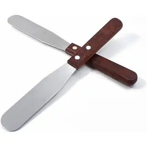 2-Pack 6" Stainless Steel Cake Spatula, Cake Decorating Spatula with Wooden Handle for Spreading Cheese