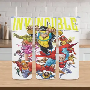 Comic Invincible Superhero 20oz Skinny Tumbler Stainless Steel Insulated Travel Cup With Straw Leakproof Reusable Drinkware Ideal For Fans Daily Use Work Gym And Outdoor Activities
