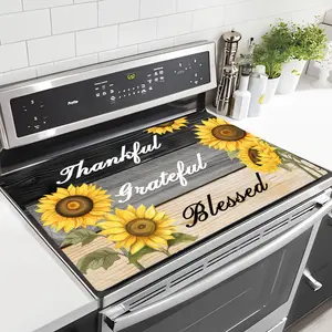 1pc Extra Large Sunflower Stove Top Cover, Diatom Mud Countertop Mat, Non-Slip Kitchen Draining Mat, Home Kitchen Decor for Electric Stove, Glass Stoves, Coffee Machine, Cooktop, Quick Drying Pad