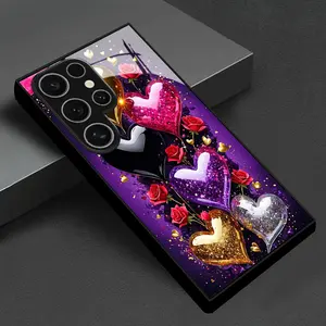 Heart-shaped balloon pattern design tempered glass phone case, suitable for Samsung Galaxy A14 A15 A16 A23 A24 A25 A26 A32 A34 A35 A36 A52 A53 A54 A55 A56 S21/S22/S23/S24/S25/S26 FE/Plus/Ultra protective case