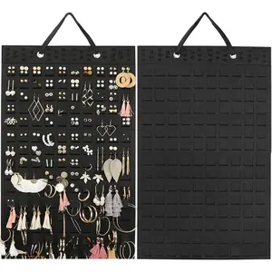 Hanging Earrings Organizer, Earring Holder & 20 Hooks, Holds Up To 300 Pairs, Compact Design, Soft Material, Earring Hanger Earring Display Hanging Organizer Black Hangable