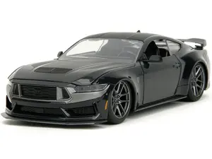 2024 Ford Mustang Dark House Black Metallic with Matt Black Hood and Top "Bigtime Muscle" Series 1/24 Die Cast Model Car by Jada(Selections May Vary) Jada Jada