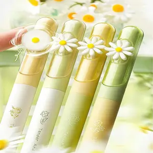 4-Pack Romantic Neutral Pens Set, Rotating Daisy Pen Clip, Quick-Dry Ink, Ideal for Students Back-To-School Writing