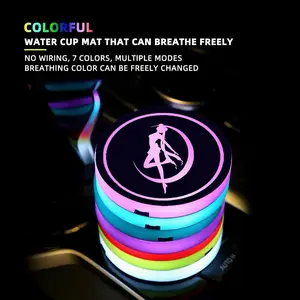 2pc Anime Car Light Up Coasters | Car Accessories | Color Changing | Kawaii | Girl Car Accessories | Gifts for Women