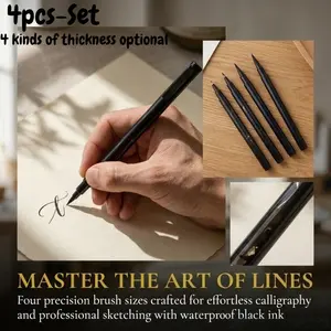 4pcs Advanced Multifunctional Writing Pens, 4 Sizes Available, Ergonomic Grip, Refillable Ink, Ideal for Handwriting, Art Drawing, Sketching