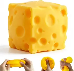 Yellow Cheese Squeeze Toy, Easter Basket Stuffers for Kids Teens, Soft Simulation Food Squeeze Toy, Cute Desk Decor, Birthday Gift for Girls Boys, Office Classroom Fidget Pack