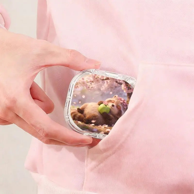 Cherry Blossom Forest Apple Raccoon Printed Retainer Box, Simple Cute Denture Box, Portable Orthodontic Retainer Storage Box, Dust-Proof Pressure-Resistant Invisible Braces Box