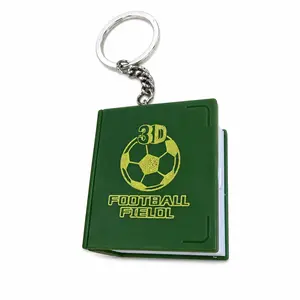 3D Pop-Up Football Stadium Keychain — Mini Soccer Field Book Keyring, Novelty Gift for Soccer Fans Boys Men