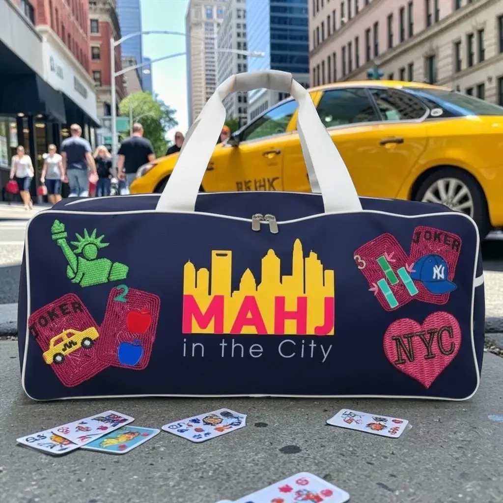 Mahj in the City | Custom Beaded NYC Mahjong Duffel Bag | Personalized Gift