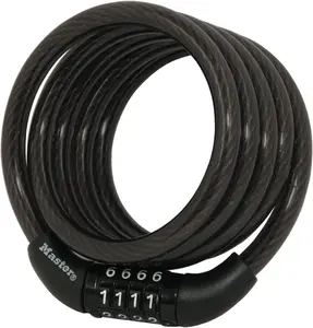 Master Lock Bike Lock Cable with Combination 4ft Black Bicycle Lock with Vinyl Coating 8143D