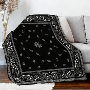 Elegant Paisley Design Flannel Blanket, Stylish Black and White Throw Blanket for Home Decor, Cozy Camping Trips, and Warm Office Naps, Perfect Gift for All Seasons