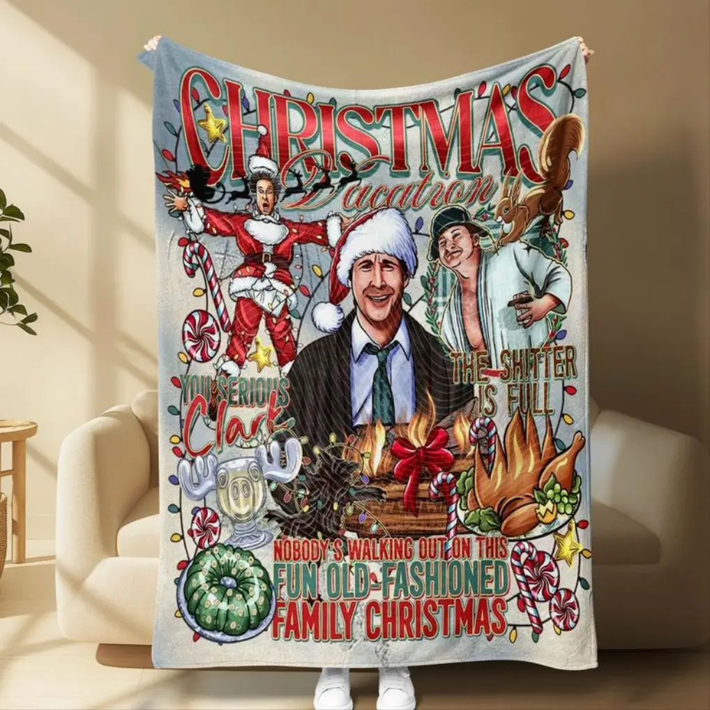 Christmas themed blanket "Christmas Vacation" - Themed Blanket | Sofa Movie - Watching Throw, AC Home Blanket, Outdoor Picnic Vibe For Christmas party decor, winter family movie nights Suitable as a gift sizes 60*80,30*40(baby ),40*50(kids),50*60