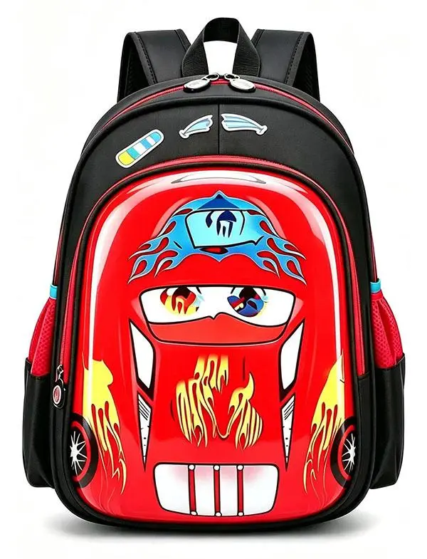 JIAJIAMIN Vibrant 3D Cartoon Unisex Nylon Waterproof Kids' Backpack - Children’s Size for Ages 3-8, Cute Character-Themed, Animated Graphic, Chic, Flexible Waterproofing, Padded Straps, Multiple Compartments, School Supplies Use