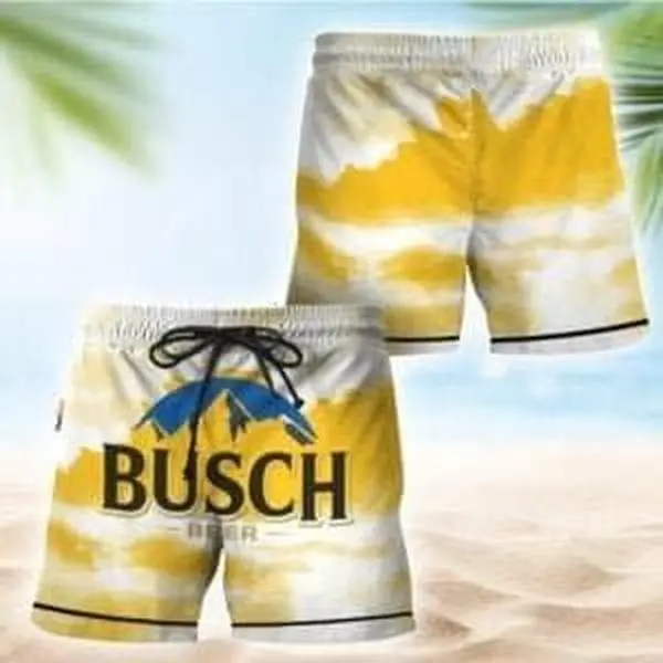 Busch Light Yellow And White, Island Short, Camp Collar Short, Cool Summer Vacation, Gift Shirt,