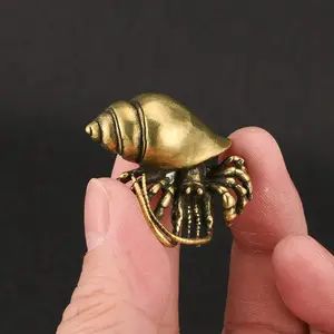 Antique Copper Hermit Crab Tea Pet Ornament, Vintage Style Desk Decoration, Fun Prank Handheld Craft, Tabletop Decorative Figurine, Vintage Home Decor
