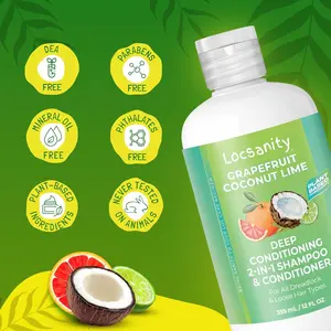 Locsanity 2-Piece Loc Haircare Maintenance Kit - Gentle Cleanser & Hydrating Moisturizer Bundle: Grapefruit 2-in-1 Shampoo & Conditioner, Daily Moisturizing Spray, Plant-Based Loc Care