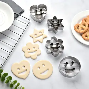 4 Piece Cookie Cutter Set, Food Grade Stainless Steel, Fun Smile Design, Multi-Use Baking Tool, Safe for Kids, Party & Snack Prep