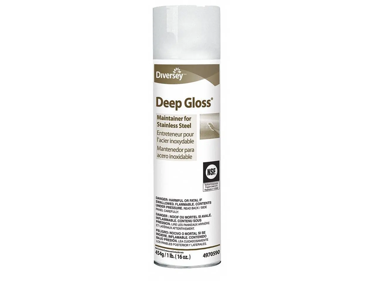 Diversey Metal Cleaner, 16 oz. Aerosol Can, Unscented Liquid, Ready to Use, 1 EA