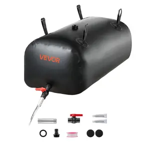 【FathersDayGift】VEVOR Water Storage Bladder, 30 Gal Collapsible Water Storage Bag, Wear-Resistant 1000D PVC Soft Waters Bag, Leakproof Camping Tank Containers for Garden Irrigation RV Emergency Use, Black