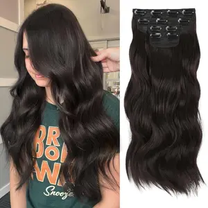 【Black Friday】Vigorous Clip in Hair Extensions Long Wavy Synthetic Hairpieces,Natural & Soft Hair & Blends Well Hair Extensions,Easy to Wear for Women Girls Daily Use Event Party Use