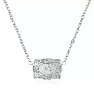 26-letter belt buckle necklace, embossed  necklace, belt buckle-shaped necklace, in stock