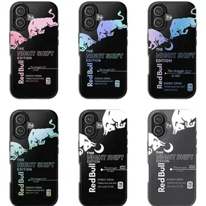 6 Styles Red B-ull Night Shift Edition Phone Case - Ombre Gradient Pastel Tiger Aesthetic, Trendy Pop Culture Energy Drink Cover for Students Gamers, Compatible with iPhone & Samsung Galaxy 8