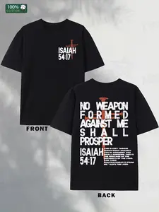 Men's and Women's Christian Bible Scripture Isaiah 54:17 T-shirt-"All the Weapons Sent to Me, must Not Succeed"-Navy Blue with White Letters-Loose round Neck Casual T-shirt-Bible Scripture Shirt-Machine Washable-Church Belief Clothing,