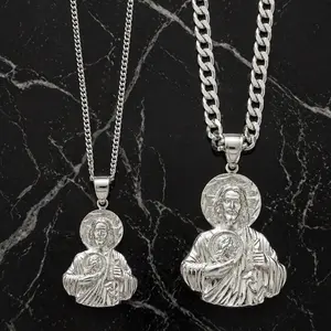 925 Sterling Silver Jesus Christ Pendant High Polished