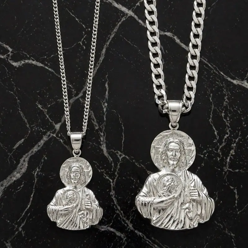 925 Sterling Silver Jesus Christ Pendant High Polished