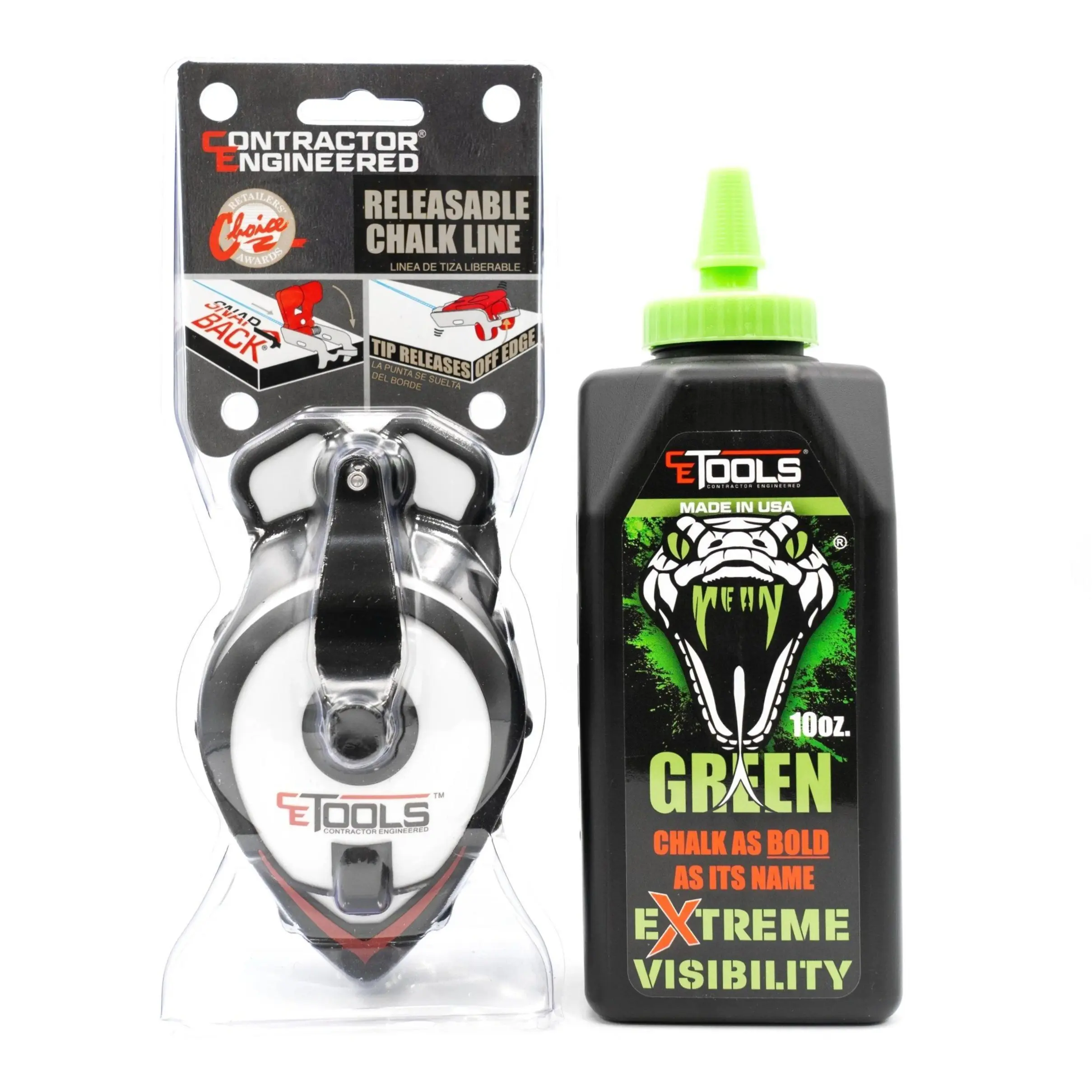 SnapBack Chalk Line + Mean Green Chalk – Bundle