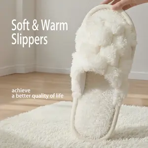 Women's Open-Toe Plush Indoor Slippers, Honeycomb Soft Sole Flat Shoes, Cozy Home Footwear with Cloud-Like Comfort