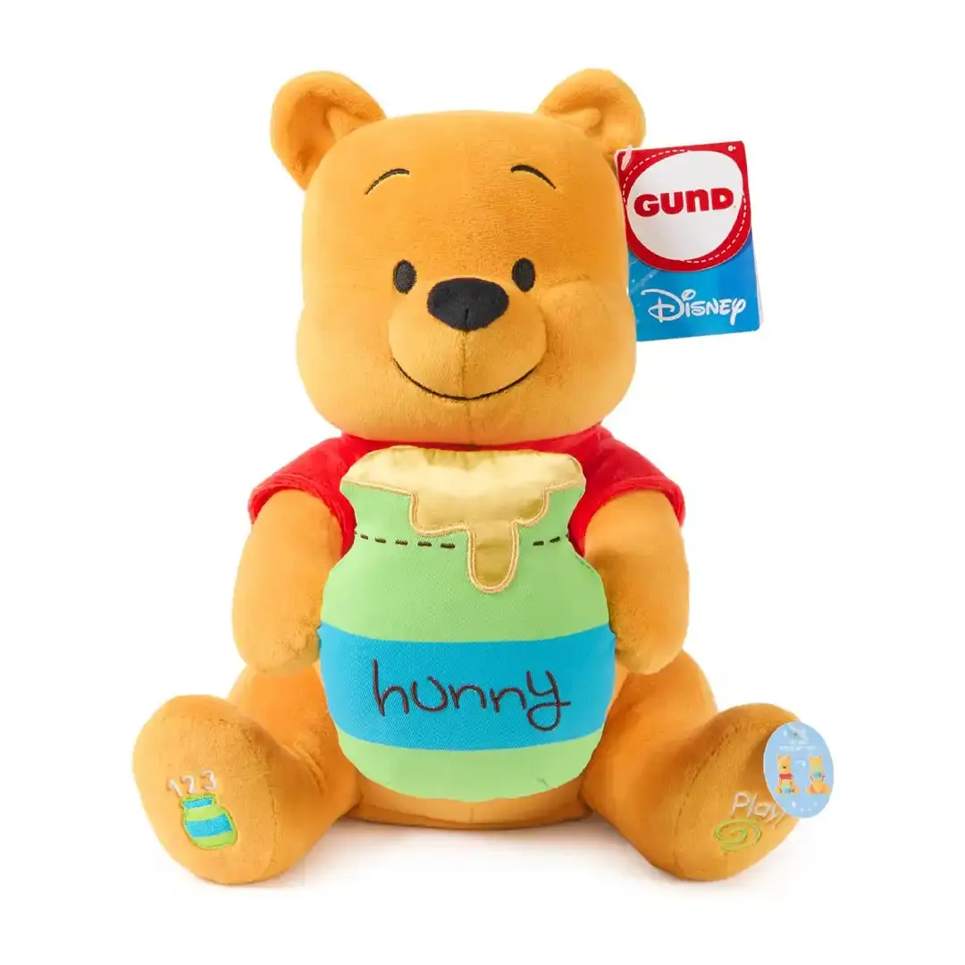GUND Disney Peek-a-Boo Winnie the Pooh 11" Tall Amber Character Stuffed Toy - Adorable Design, Learning Collectible, 2 Interactive Play Modes, 20+ Phrases