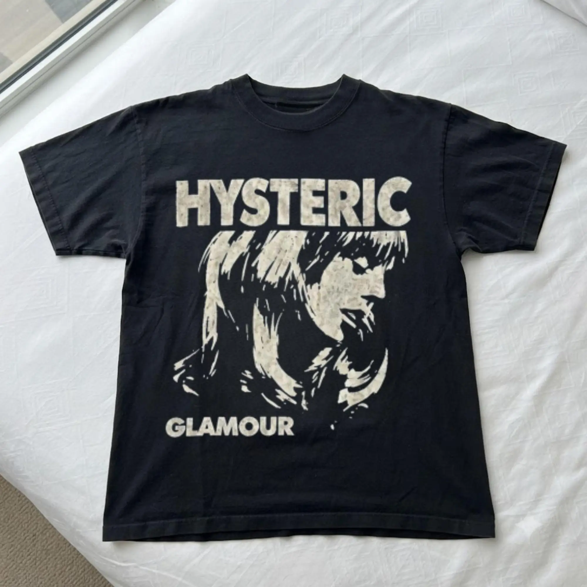 Vintage Hysteric Glamour Girl Portrait T-Shirt, Unisex Vintage Graphic Tees Gothic Grunge Y2K Emo Scene Amity Affliction Style Clothes Men Women Streetwear Summer