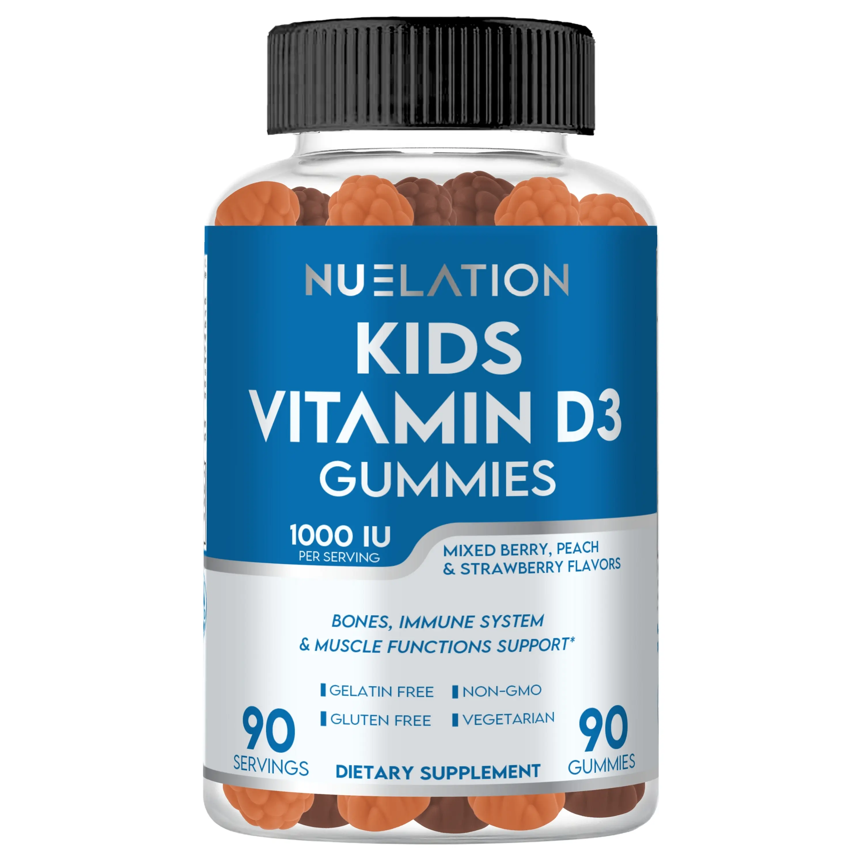 NUELATION Kids Vitamin D Gummies - Delicious Vegetarian Gummies - Daily Vitamin D3 for Kids