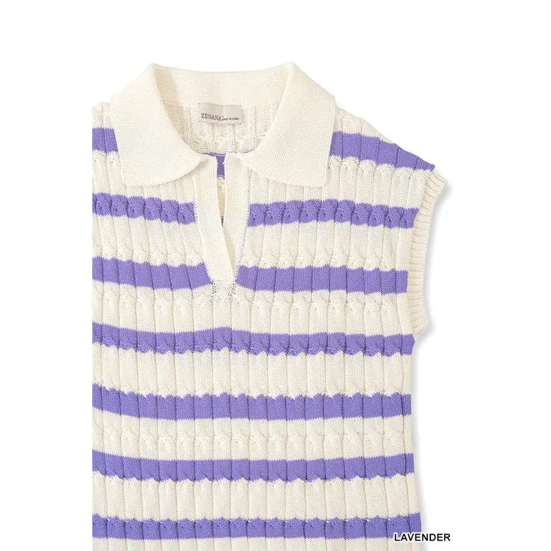 💜 Textured Stripe Collared Sweater Vest 💜