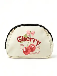 Women's Nylon Oxford Crossbody Bag - "XOXO" Pink Bow & Heart Print Small Shoulder Bag with Adjustable Strap, Lightweight Romantic Purse for Valentine's Day & Daily Use