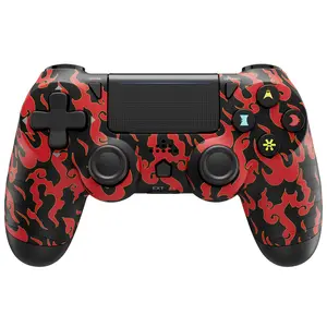 ISHAKO Wireless Game Controller for PS4/PS3/PC/Android/iOS, With Double Vibration, Motion sensing, Touchpad, Speaker, Fast Charging, PS414 Red Camo