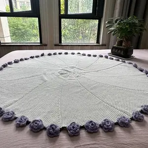 Handmade Gift Crochet Rose Bouquet Blanket Finished Soft Rose Nap Blanket Fashion Flower Hugging Blanket Valentine's Day